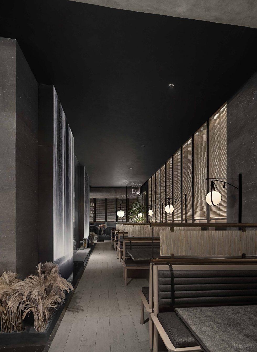 深圳羅湖簡雅日料餐廳卡座區(qū)裝修設(shè)計(jì)