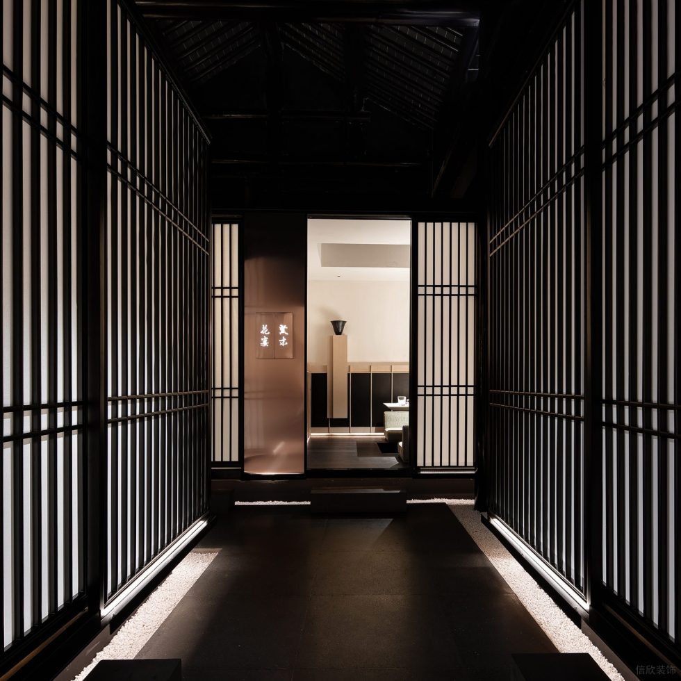 深圳龍華日式禪意餐廳內(nèi)部過道設(shè)計(jì)裝修