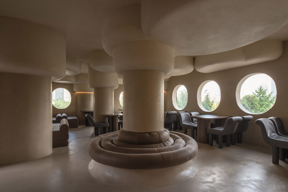 深圳南山洞穴造型餐廳咖色空間裝修設(shè)計