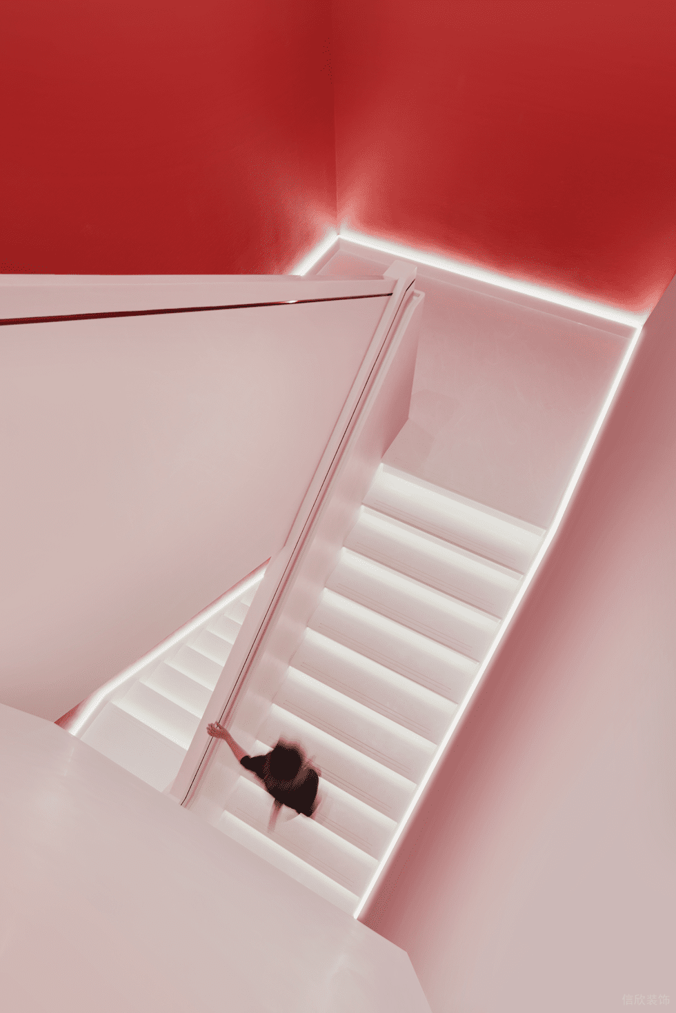 深圳市龍崗區(qū)布吉小仙燉鮮燉燕窩專賣店旗艦店裝修設(shè)計(jì)-白色燈光樓梯