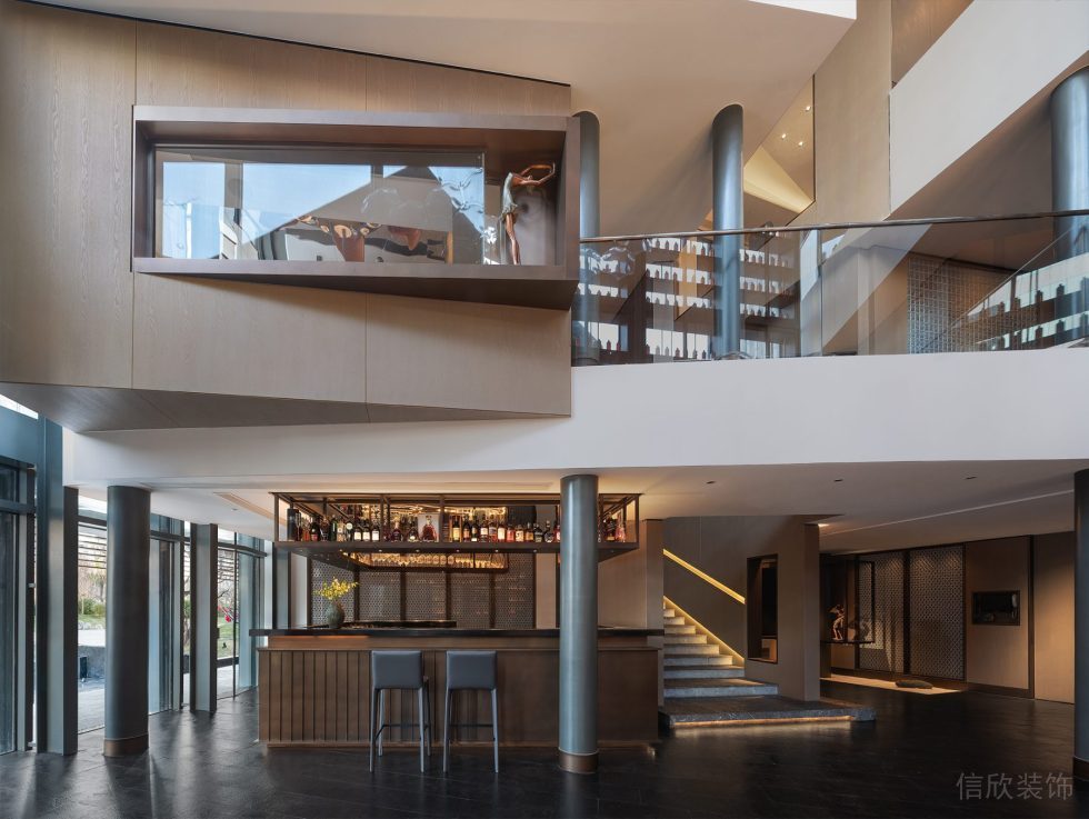 深圳市龍崗區(qū)新中式風格餐廳不規(guī)則整體布局裝修設計