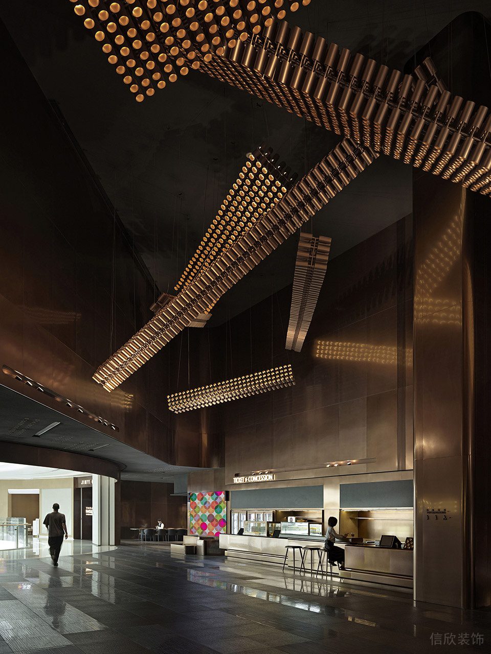 電影院售票區(qū)服務(wù)臺(tái)裝修效果圖