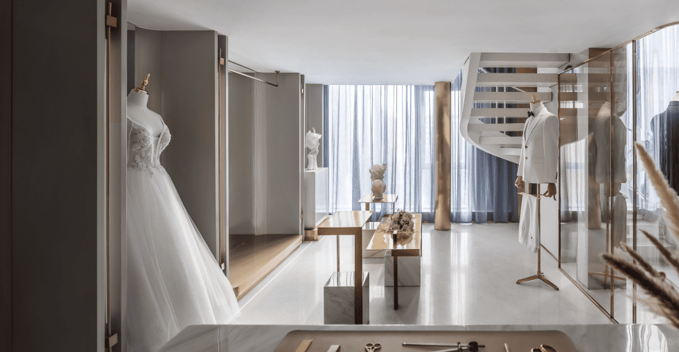 深圳市南山區(qū)蛇口現(xiàn)代風(fēng)禮服店裝修設(shè)計 島臺