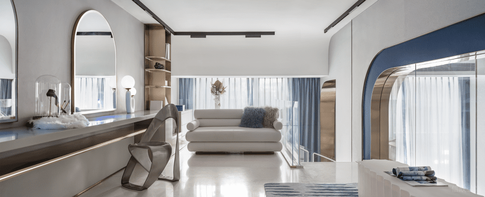 深圳市南山區(qū)蛇口現(xiàn)代風(fēng)禮服店裝修設(shè)計(jì) 化妝區(qū)休息沙發(fā)