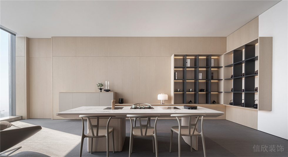 萬(wàn)庭大廈時(shí)尚簡(jiǎn)約風(fēng)辦公室裝修案例 會(huì)客茶室