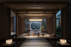 新中式風中餐廳卡座品茶區(qū)裝修設計