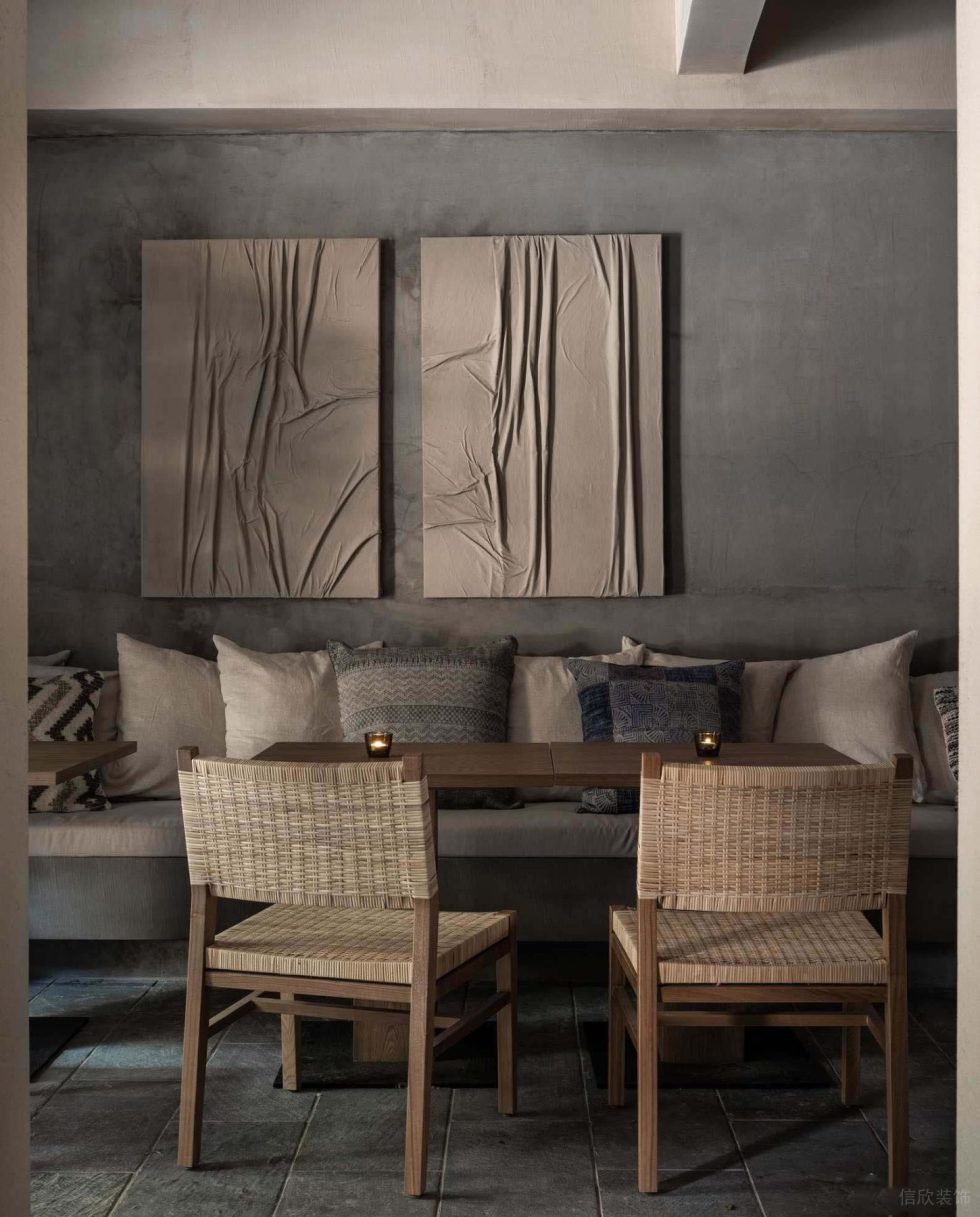 復(fù)古風(fēng)青瓦茶室古樸編織品裝修設(shè)計(jì)