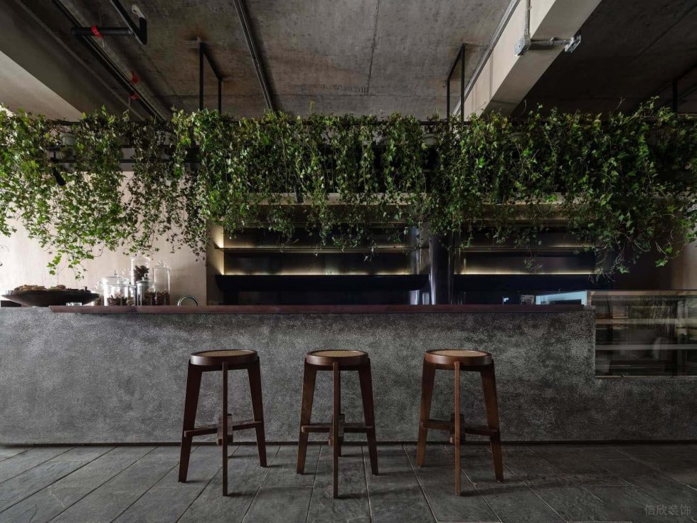 復(fù)古風(fēng)青瓦茶室灰色系吧臺(tái)裝修設(shè)計(jì)
