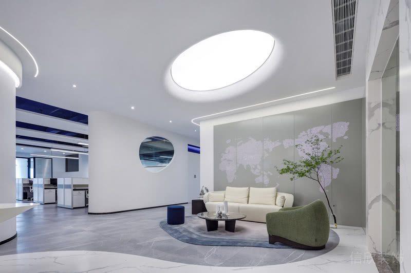 南山區(qū)科技園香港中文大學(xué)深圳產(chǎn)學(xué)白色主調(diào)公司裝修設(shè)計(jì)方案 接待區(qū)