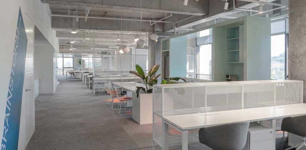 時(shí)尚極簡風(fēng)辦公室裝修設(shè)計(jì)淡色系辦公大廳