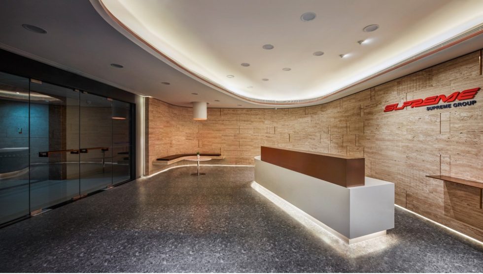 時(shí)尚簡約風(fēng)辦公室裝修設(shè)計(jì)前廳白色天花吊頂