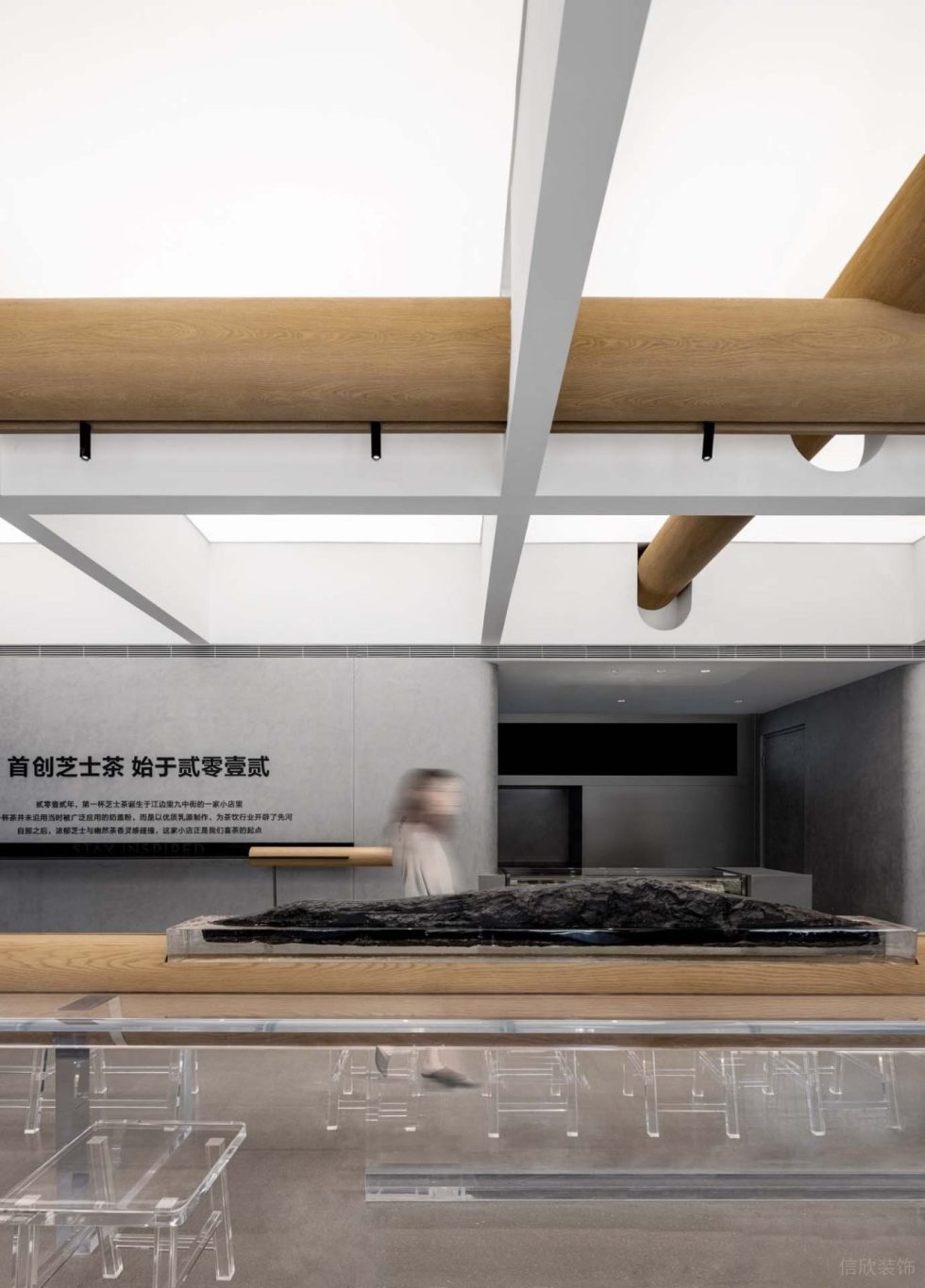深圳市現(xiàn)代極簡風飲品店黑石裝飾效果圖