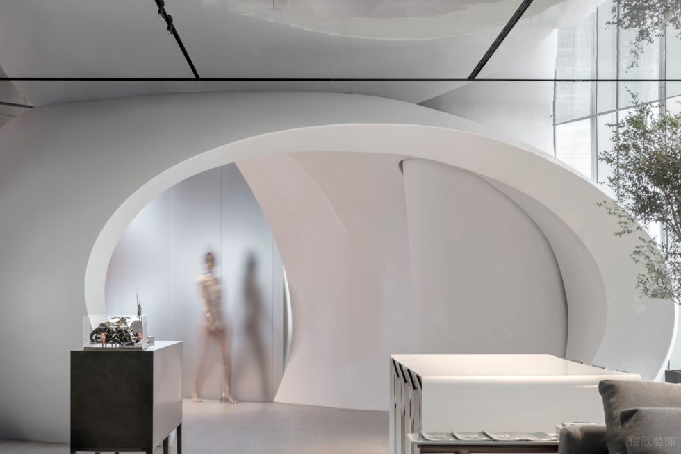 未來科技風辦公室裝修設(shè)計 過道弧形拱門