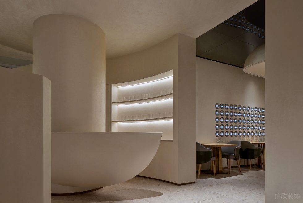 現(xiàn)代極簡(jiǎn)餐廳精致展示架裝修設(shè)計(jì)