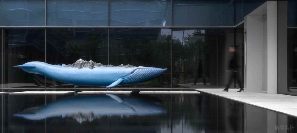 現(xiàn)代簡約風(fēng)辦公室裝修方案 藍色海豚造型