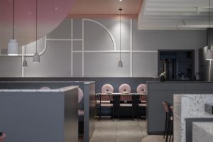 現(xiàn)代簡約風(fēng)火鍋店白色景觀裝飾條設(shè)計圖