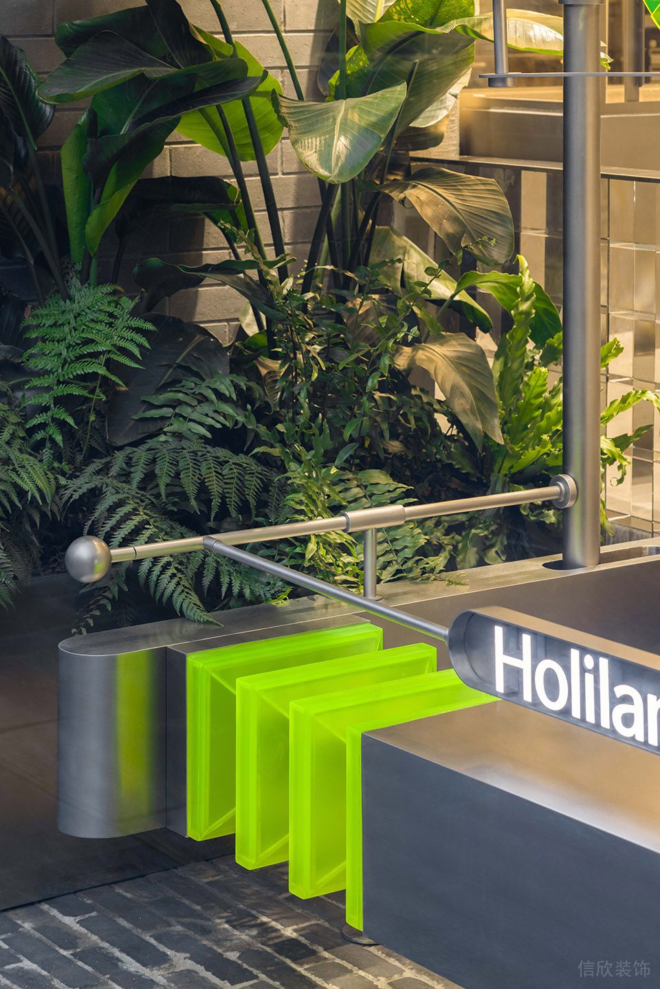 現(xiàn)代新中式甜品店銀灰色鐵質(zhì)景觀(guān)裝飾條裝修設(shè)計(jì)