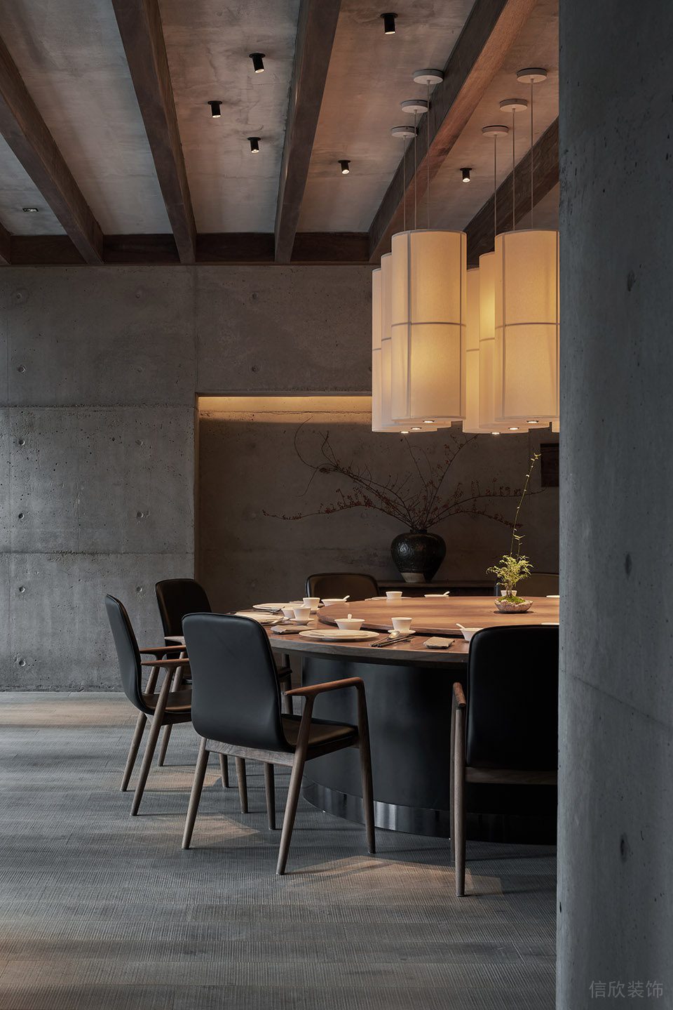 原始簡單素雅中餐廳包廂區(qū)裝修效果圖