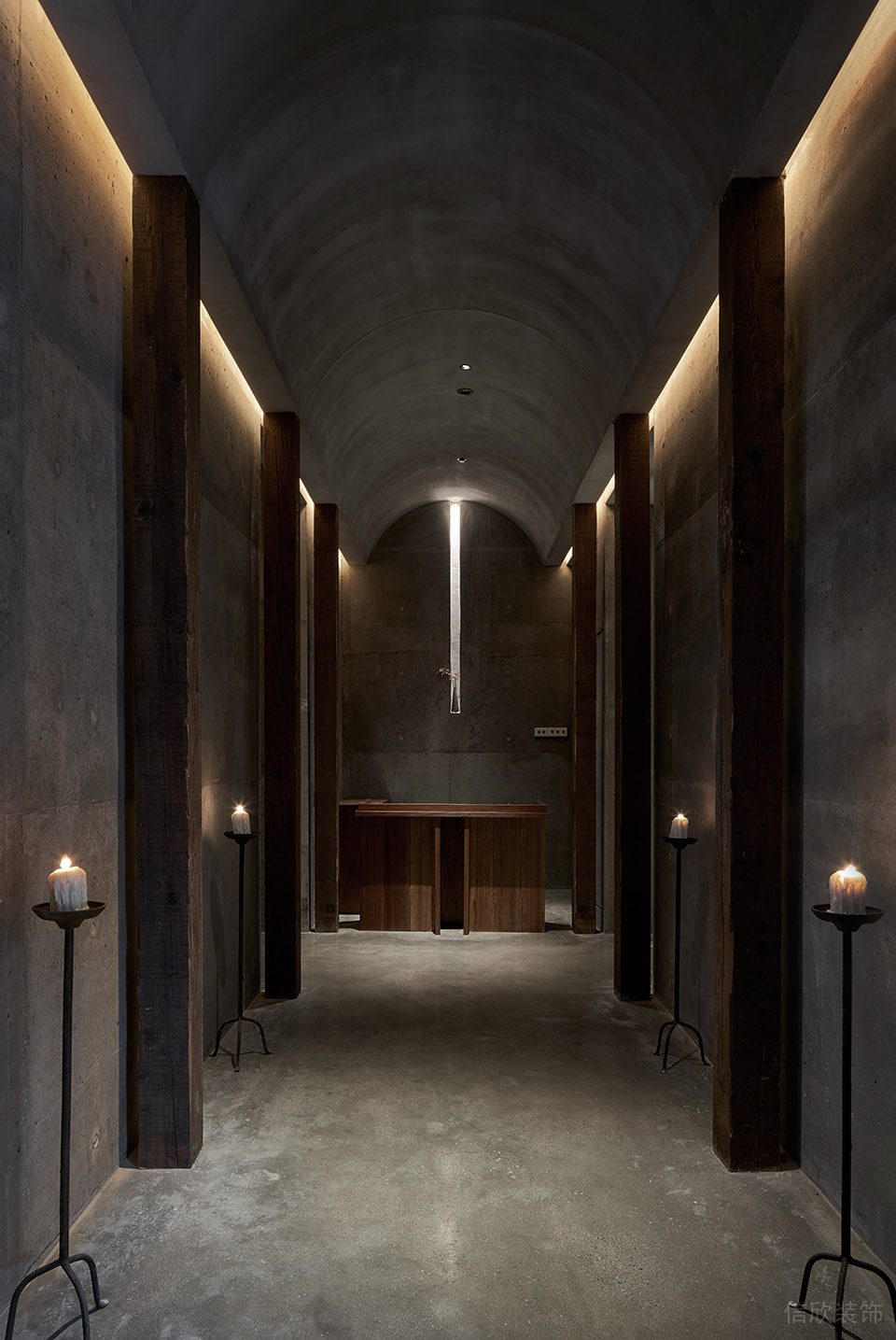 原始簡單素雅中餐廳接待區(qū)通道裝修效果圖