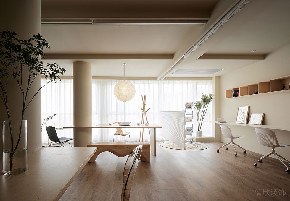 圳光明區(qū)南太云創(chuàng)谷園區(qū)現(xiàn)代原木簡(jiǎn)約風(fēng)格辦公室裝修設(shè)計(jì)方案 辦公區(qū)全景圖