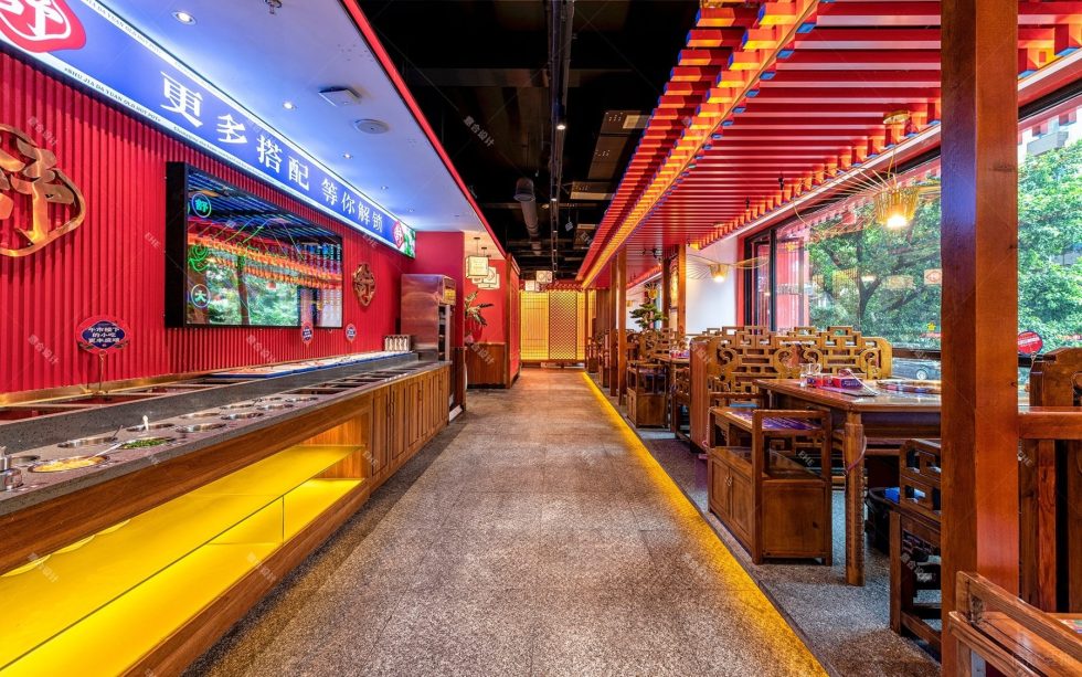 中式經(jīng)典街頭風(fēng)火鍋店簡(jiǎn)約過道裝修圖