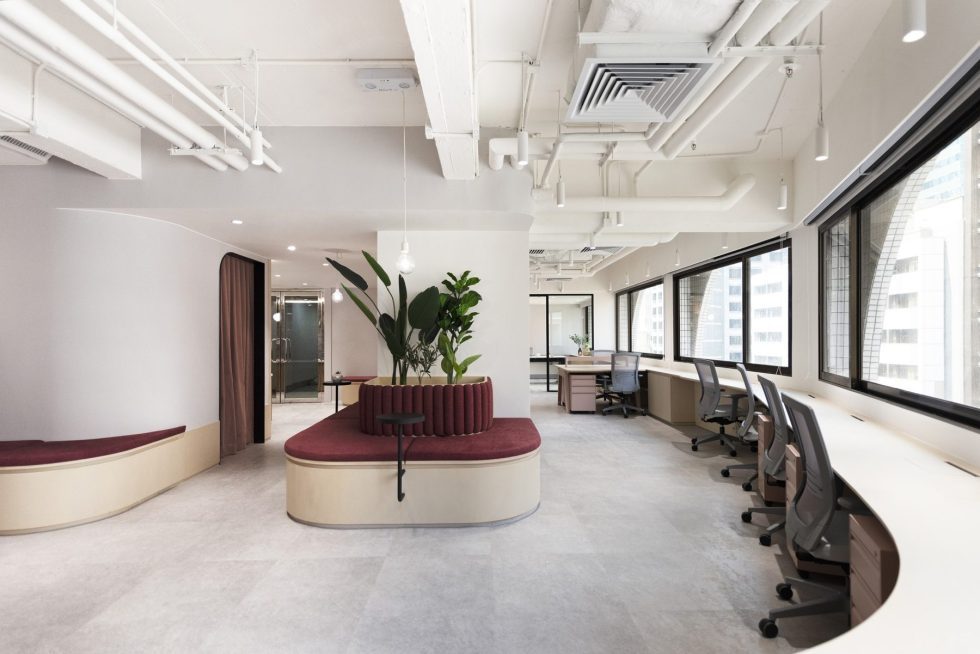 紅色簡約風辦公室裝修設計紅白色辦公區(qū)