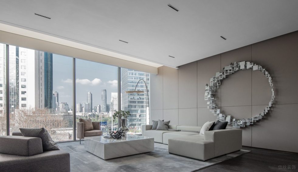 簡約低奢風(fēng)城市文化展廳裝修方案 景觀沙發(fā)接待區(qū)