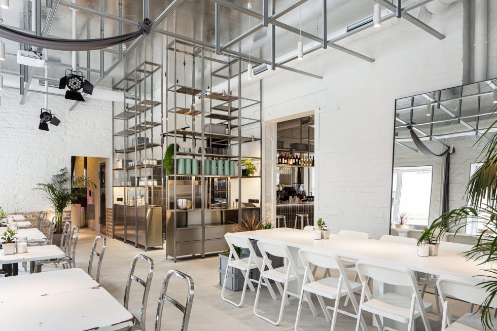 簡約工業(yè)風(fēng)咖啡廳金屬鋼架感置物架裝修設(shè)計圖