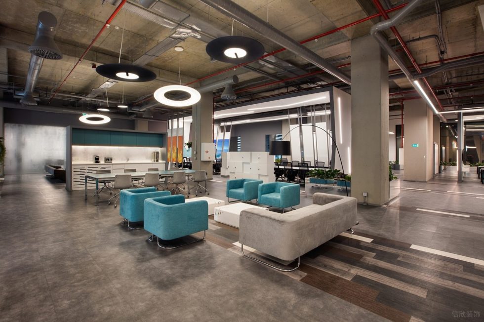 前衛(wèi)現(xiàn)代風(fēng)辦公室裝修設(shè)計灰藍色開放式茶水間 前衛(wèi)現(xiàn)代風(fēng)辦公室裝修設(shè)計灰藍色開放式茶水間