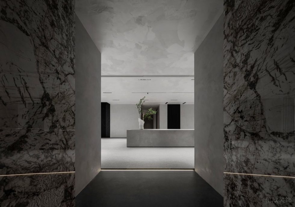 現(xiàn)代極簡美學(xué)體驗(yàn)館展廳設(shè)計(jì)方案 水墨感大理石入口門