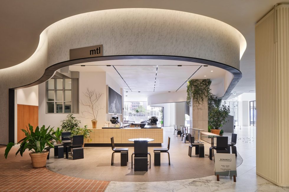 現(xiàn)代簡約風(fēng)咖啡廳黑邊弧形天花設(shè)計效果圖