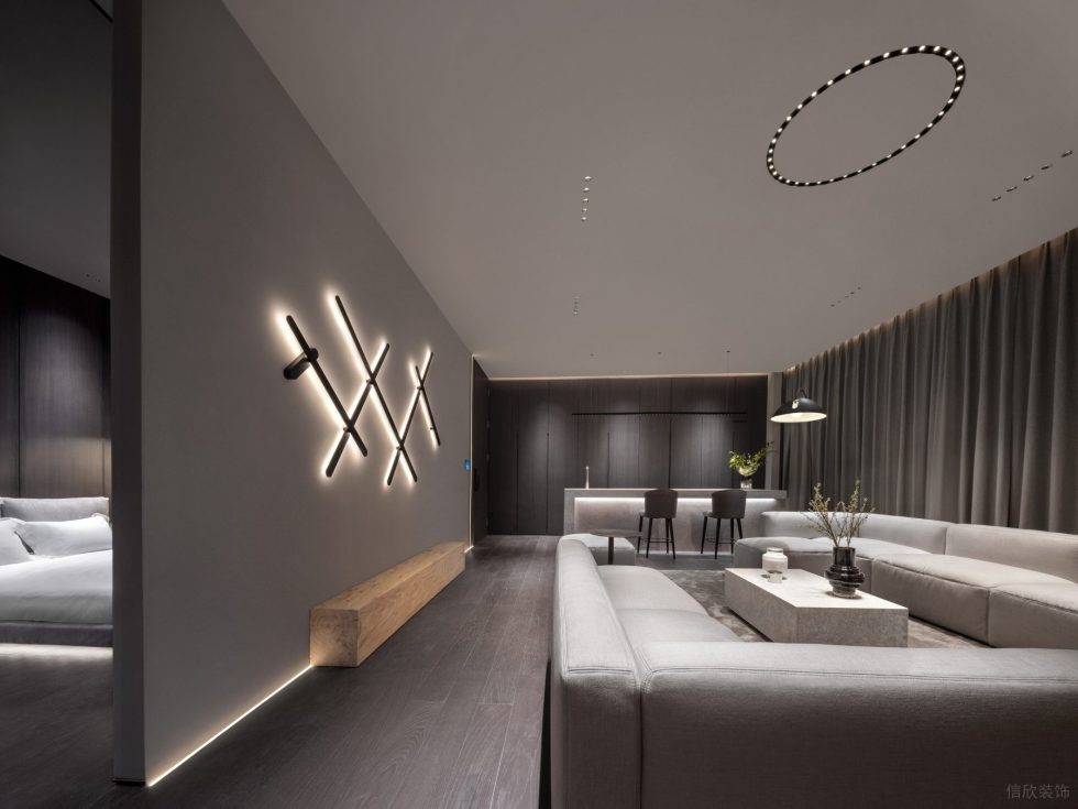 現(xiàn)代時尚多功能照明燈具展廳設(shè)計 客廳吧臺燈光布置