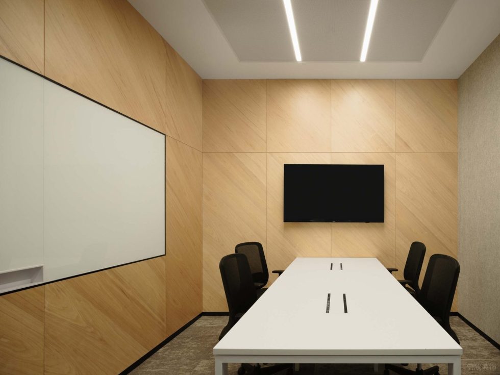 淡雅色簡(jiǎn)約現(xiàn)代風(fēng)辦公室裝修設(shè)計(jì)淺木色洽談室