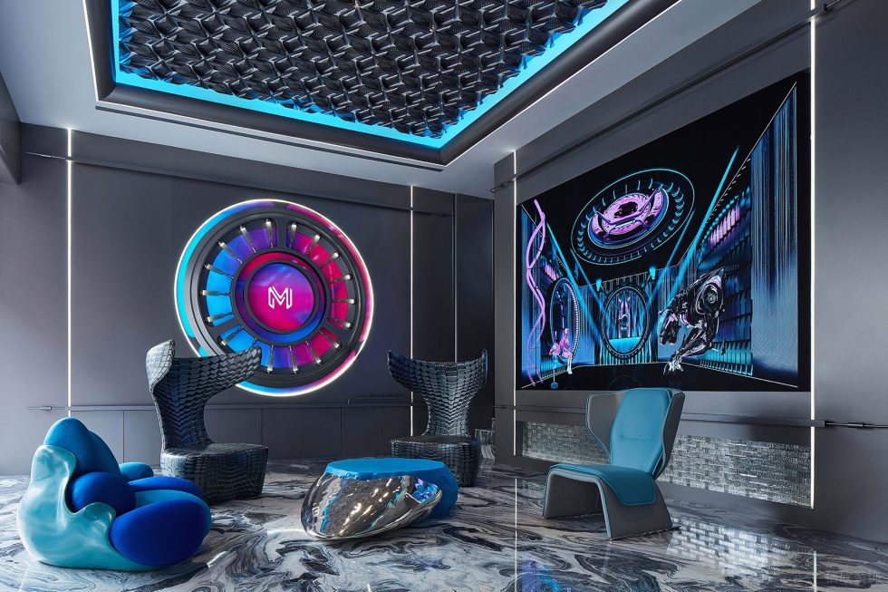 賽博朋克風(fēng)格辦公室裝修設(shè)計(jì)灰藍(lán)色接待區(qū) 賽博朋克風(fēng)格辦公室裝修設(shè)計(jì)灰藍(lán)色接待區(qū)