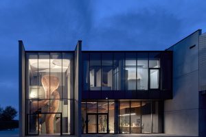 素木色極簡風(fēng)辦公室裝修設(shè)計(jì)灰色調(diào)建筑外立面效果圖