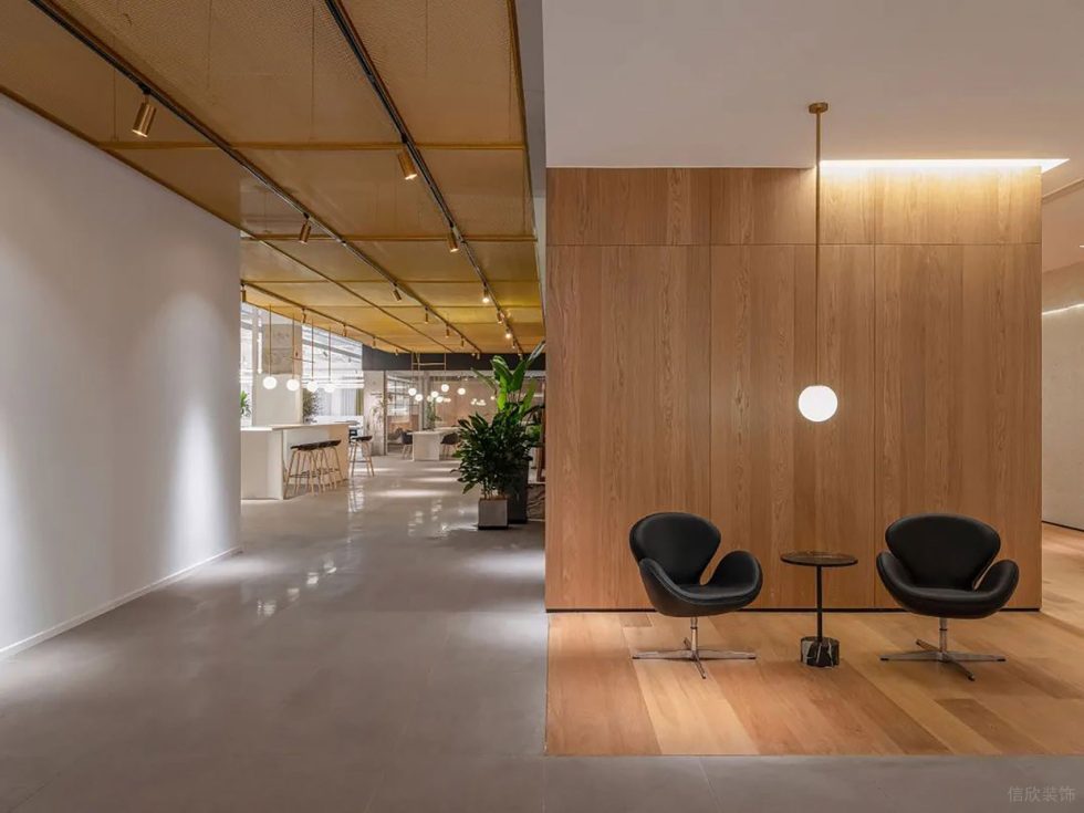 白木色簡(jiǎn)約風(fēng)辦公室裝修設(shè)計(jì)木紋色休閑區(qū)