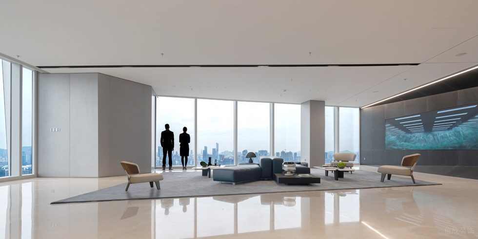 高級灰現(xiàn)代簡約風(fēng)辦公室裝修設(shè)計(jì)米灰色休閑會客區(qū)