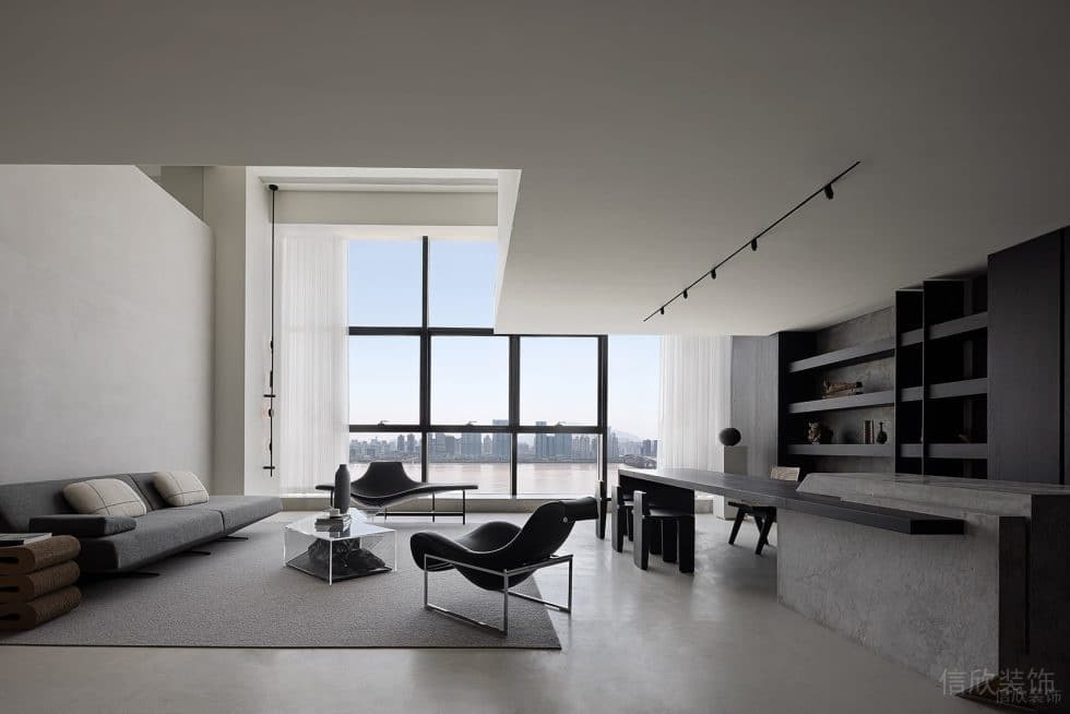 黑白灰抽象極簡風(fēng)辦公室裝修設(shè)計(jì)黑白