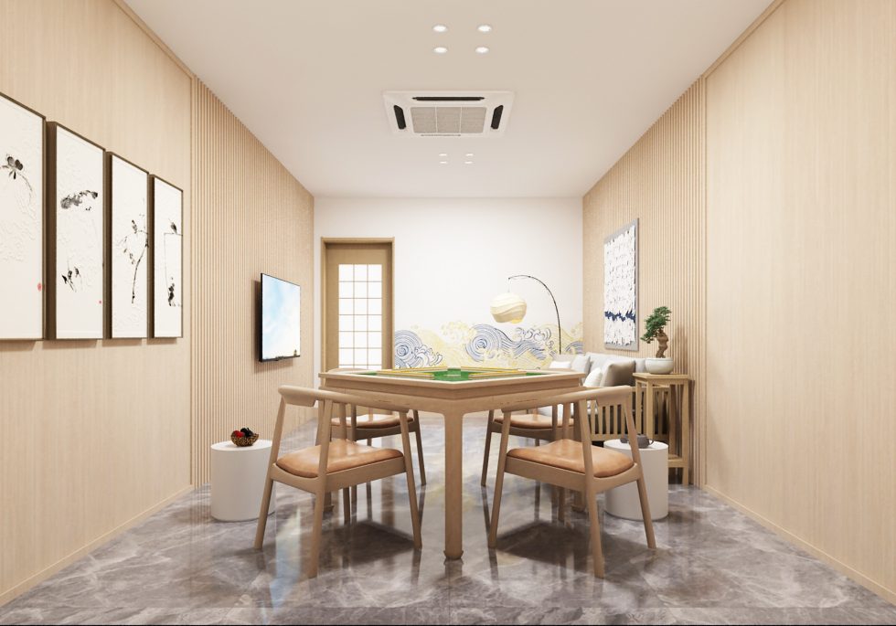 羅湖黃貝嶺米黃暖色棋牌室裝修設(shè)計