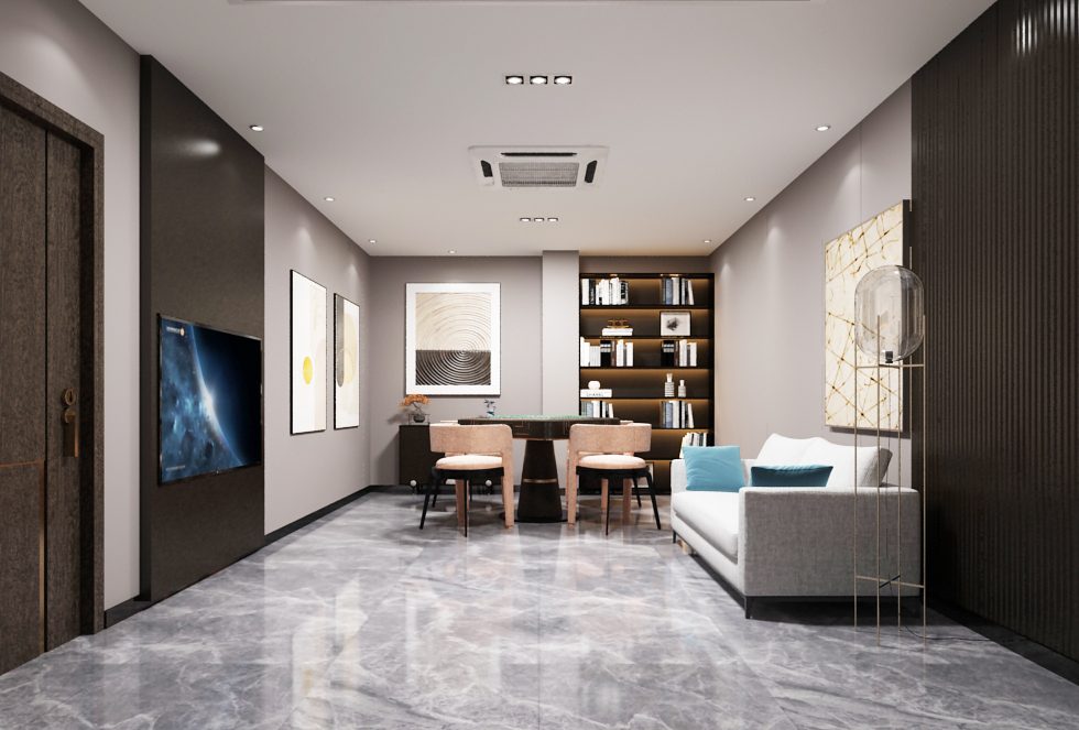 羅湖黃貝嶺現(xiàn)代新中式棋牌室裝修設(shè)計