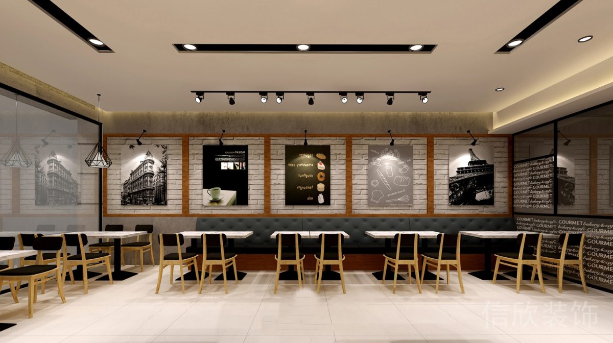 羅湖區(qū)黃貝嶺面包店靠墻綠色軟座裝修設計