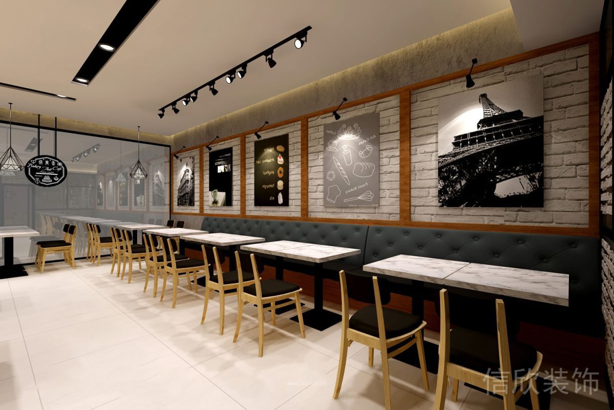 羅湖區(qū)黃貝嶺面包店墻面白色磚塊設計圖