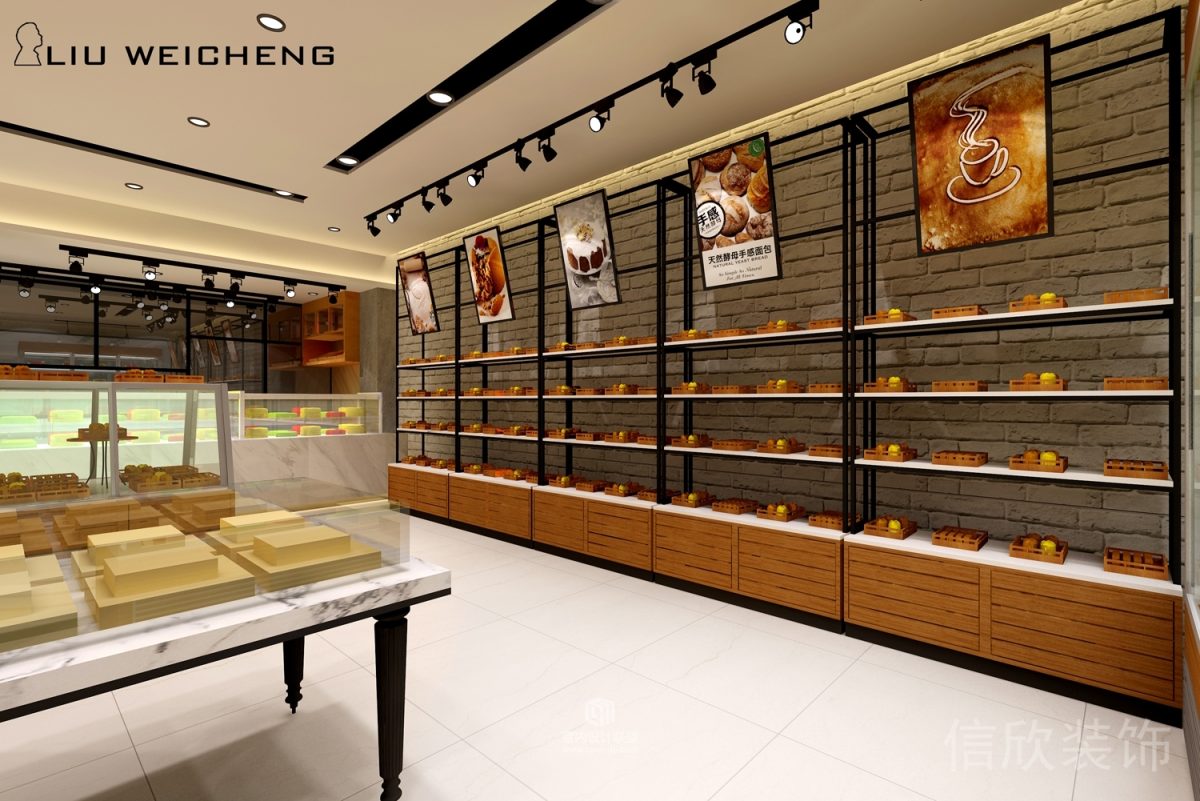 羅湖區(qū)黃貝嶺面包店墻面展示柜裝修設計
