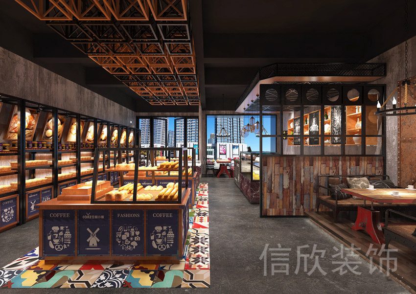 羅湖區(qū)筍崗村小鎮(zhèn)面包店面包中島展架裝修設(shè)計(jì)