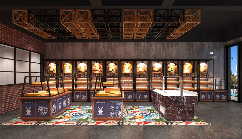 羅湖區(qū)筍崗村小鎮(zhèn)面包店深色復(fù)古裝修設(shè)計(jì)