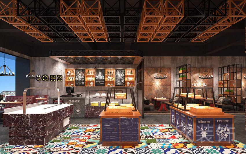 羅湖區(qū)筍崗村小鎮(zhèn)面包店天花吊頂鐵架裝修設(shè)計(jì)