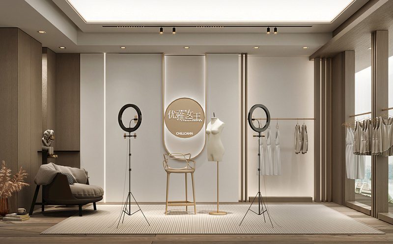 南山區(qū)西麗服裝帶貨暖色直播間裝修設(shè)計