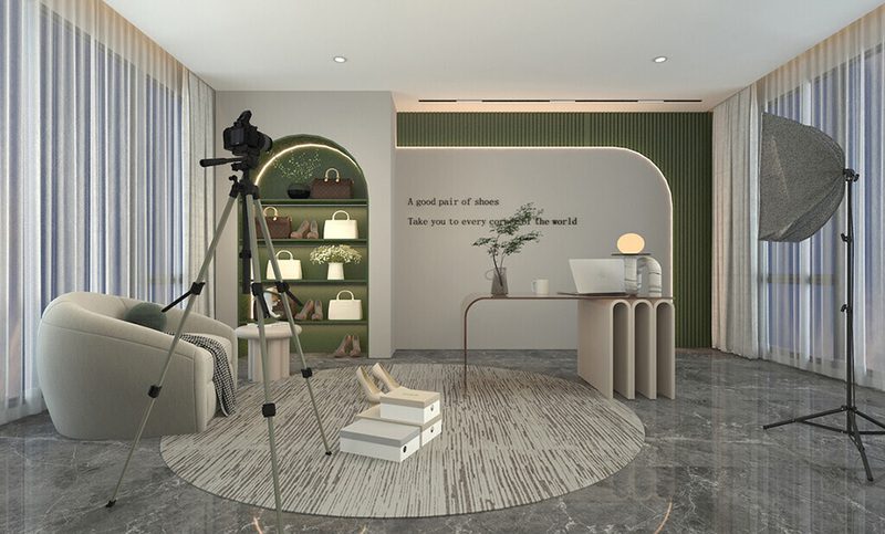 南山區(qū)西麗女包綠色帶貨直播間裝修設(shè)計