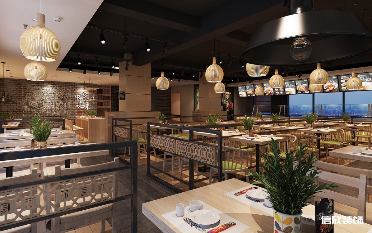 深圳寶安西鄉(xiāng)快餐店鳥籠吊燈裝修設(shè)計(jì)