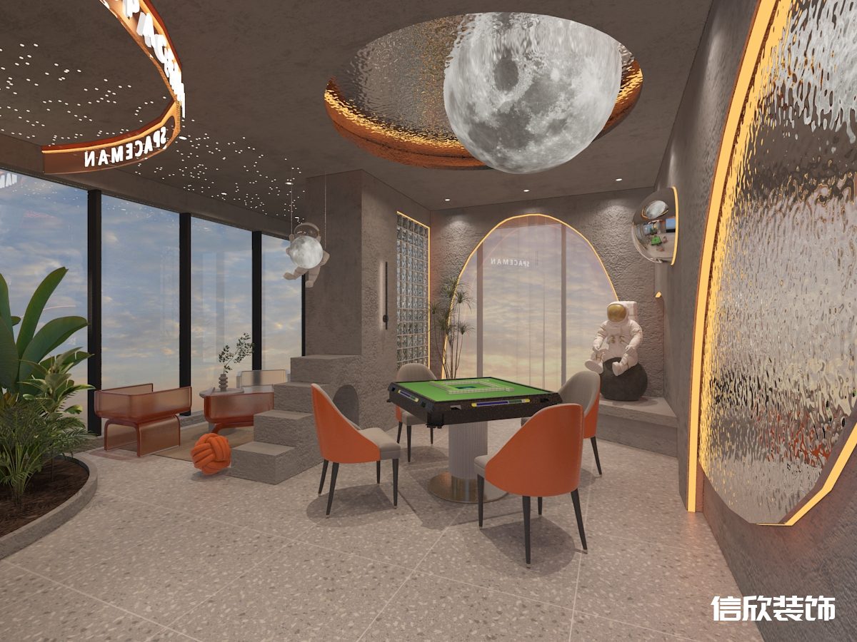 深圳福田華強(qiáng)棋牌室墻面異型造型裝修設(shè)計(jì)